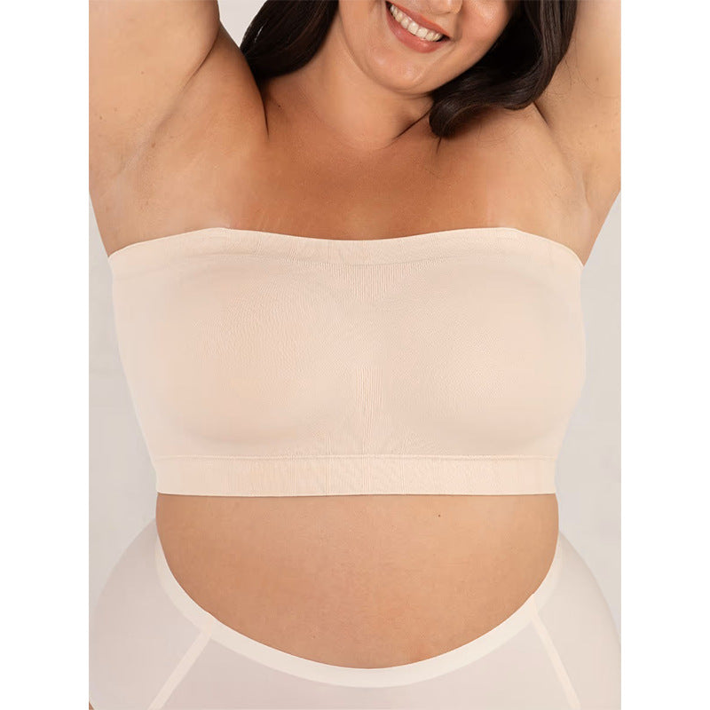 Fixed cup large-sized bra, comfortable without loops, body-shaping silicone anti-slip strips, detachable shoulder straps for chest oothing