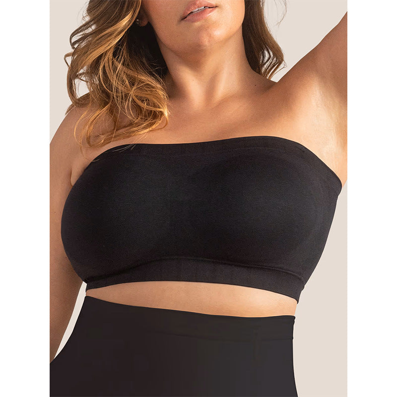 Fixed cup large-sized bra, comfortable without loops, body-shaping silicone anti-slip strips, detachable shoulder straps for chest oothing