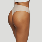 Seamless High-Waisted Thong – Nude Beige (No Camel Toe)