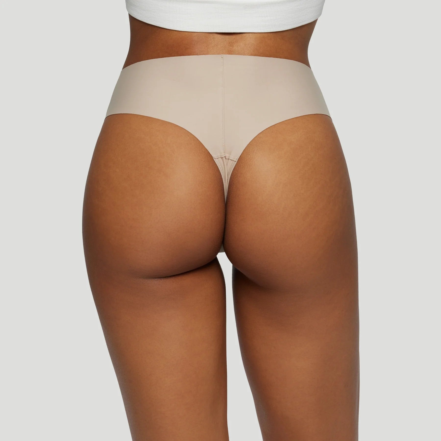 Seamless High-Waisted Thong – Nude Beige (No Camel Toe)
