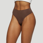 Seamless High-Waisted Thong – Spiced Brown (No Camel Toe)