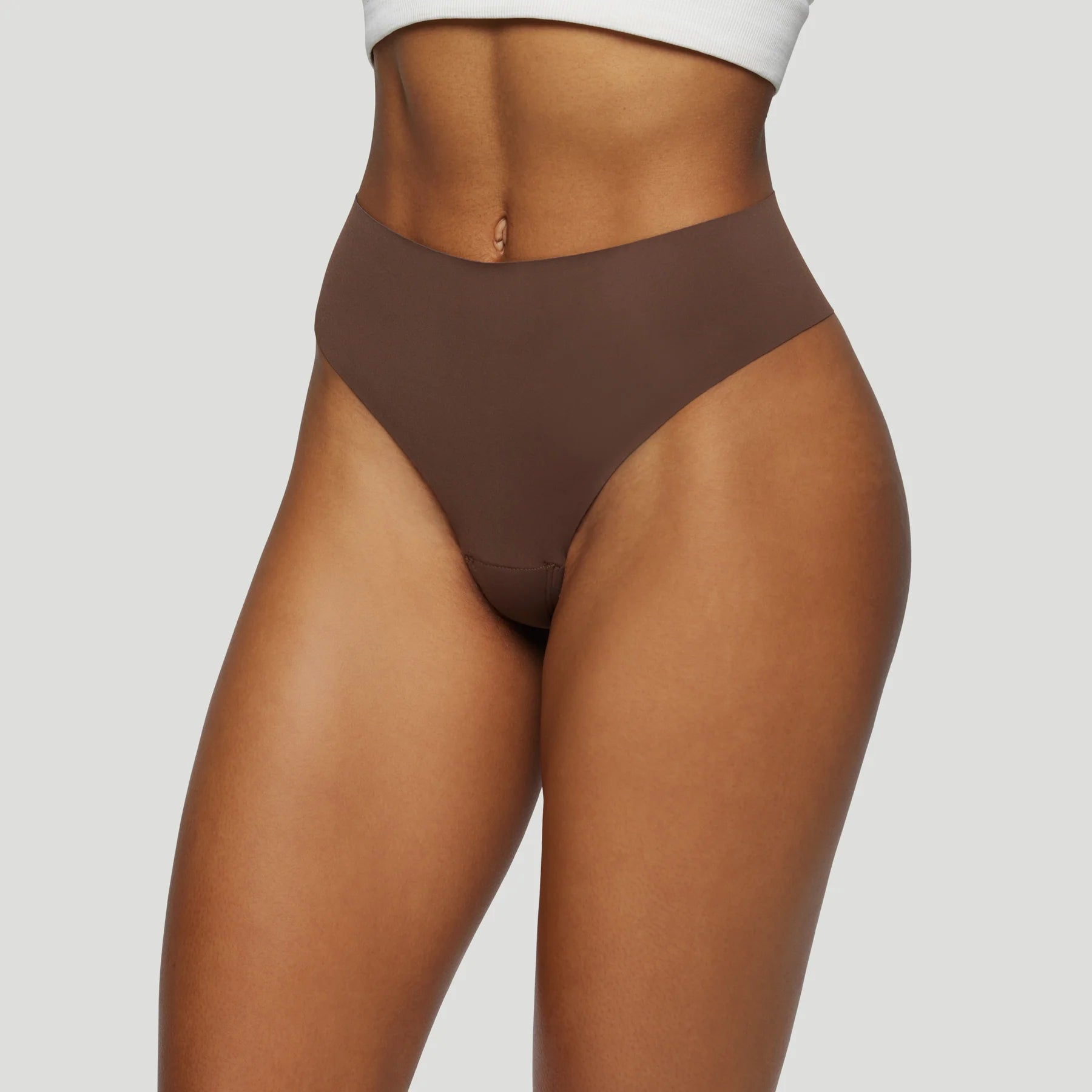 Seamless High-Waisted Thong – Spiced Brown (No Camel Toe)