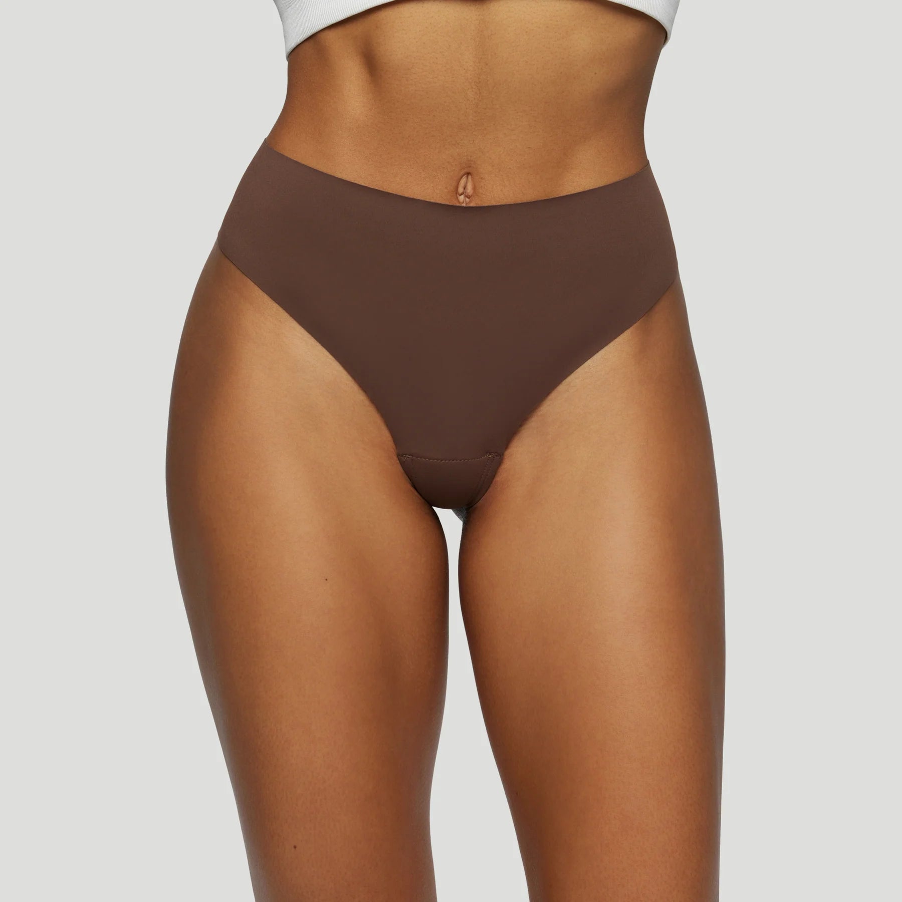 Seamless High-Waisted Thong – Spiced Brown (No Camel Toe)
