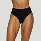 Seamless High-Waisted Thong – Onyx Black (No Camel Toe)