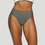 Seamless High-Waisted Thong – Forest Green (No Camel Toe)