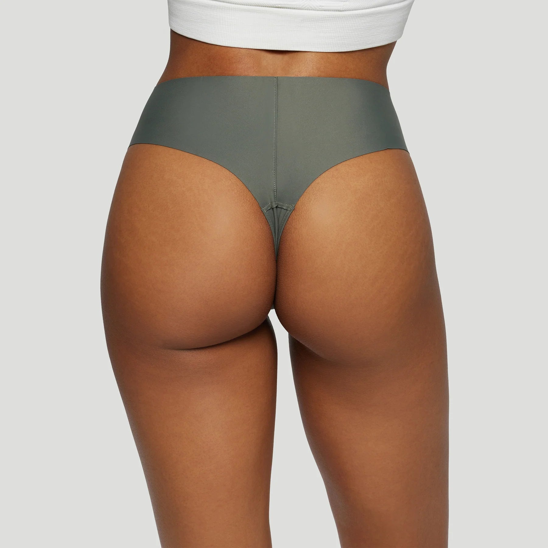 Seamless High-Waisted Thong – Forest Green (No Camel Toe)