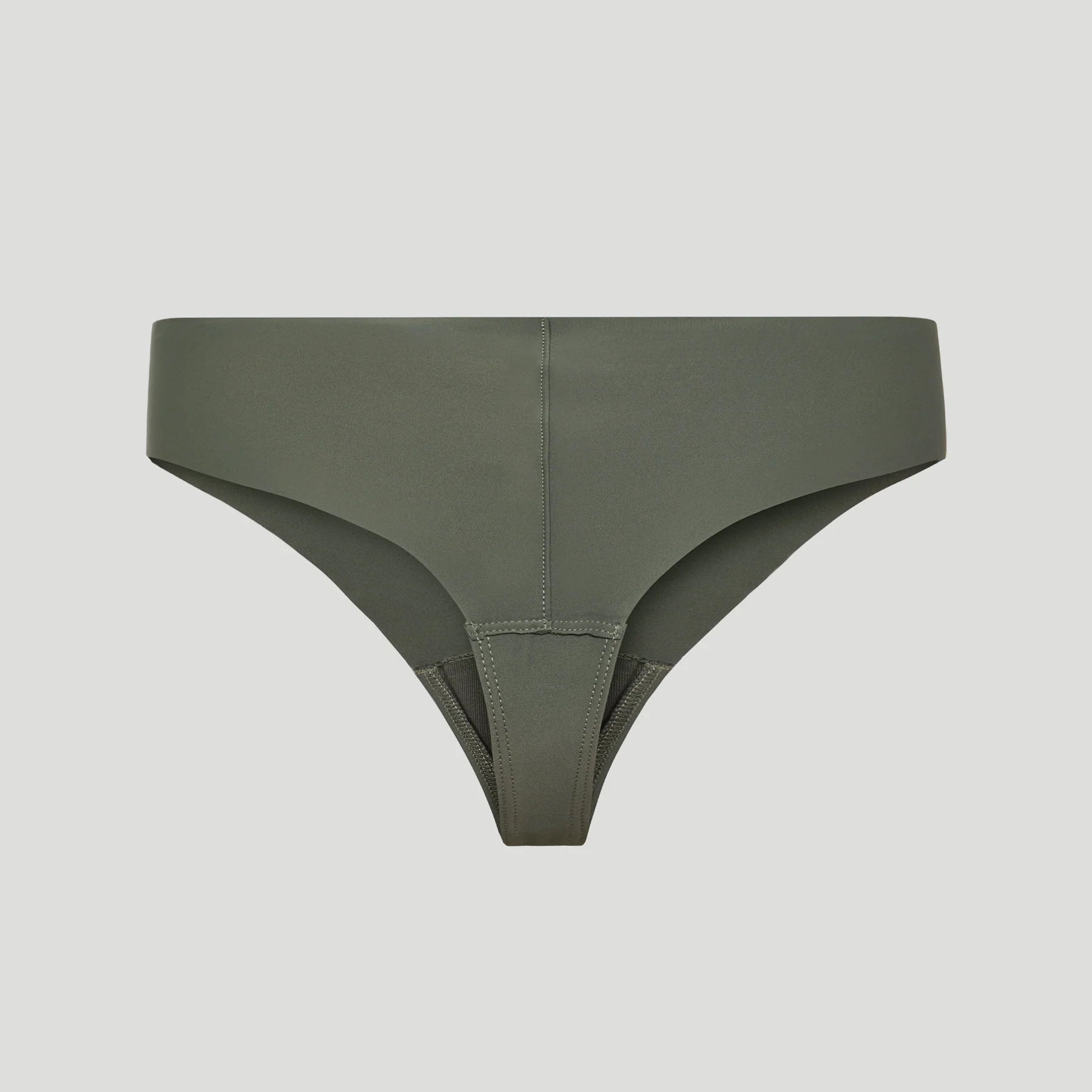 Seamless High-Waisted Thong – Forest Green (No Camel Toe)