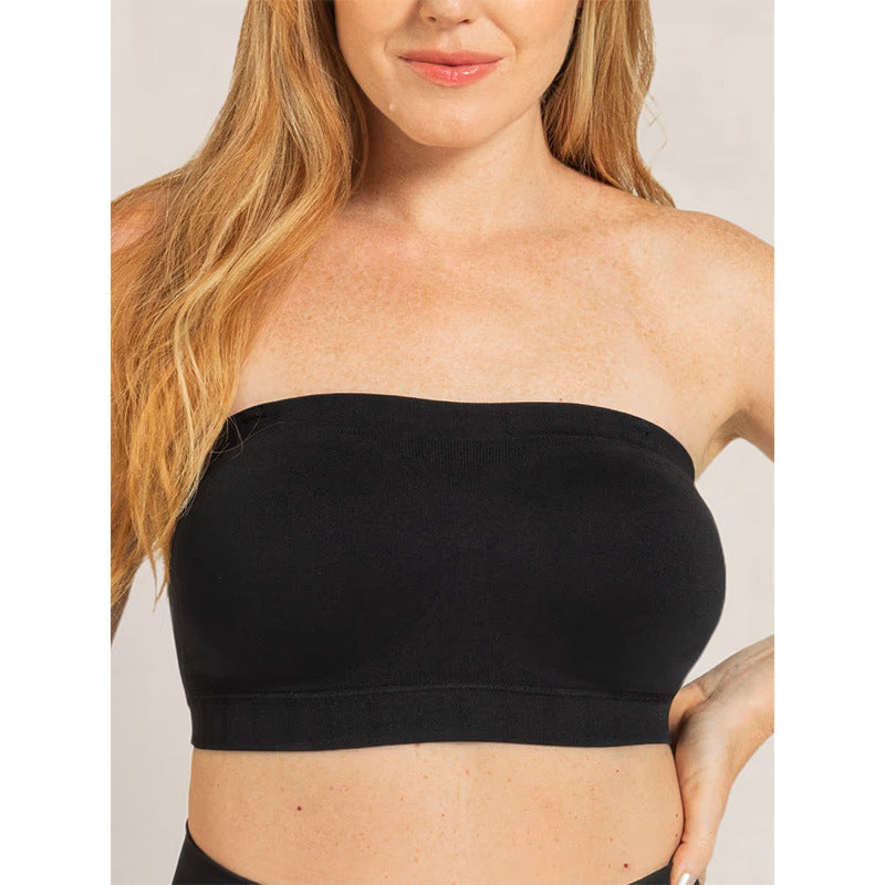 Fixed cup large-sized bra, comfortable without loops, body-shaping silicone anti-slip strips, detachable shoulder straps for chest oothing