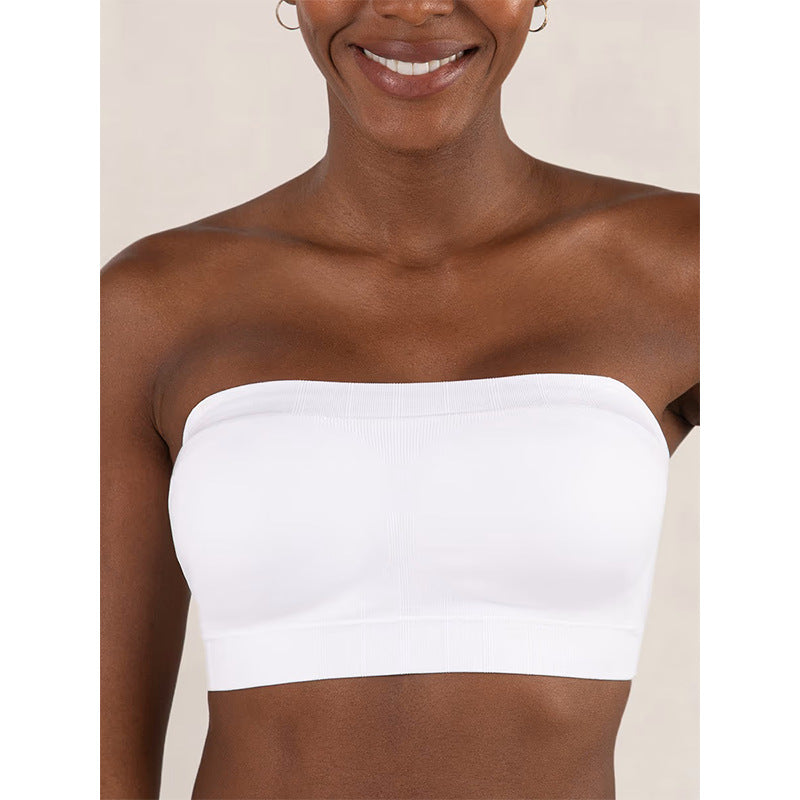 Fixed cup large-sized bra, comfortable without loops, body-shaping silicone anti-slip strips, detachable shoulder straps for chest oothing